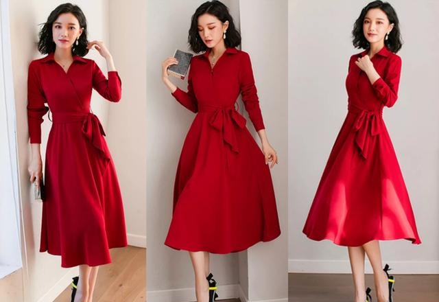 红色连衣裙搭配什么鞋好看，过年穿红色连衣裙的时尚穿搭
